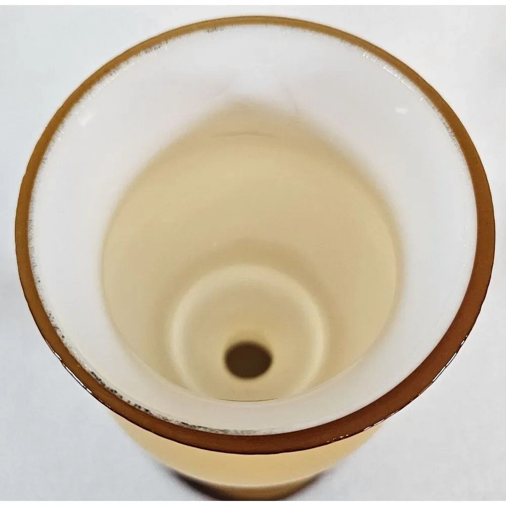 Enesco Imports Japan‎ Glass Goblet Vase Amber With Ivory Inside Vintage 8